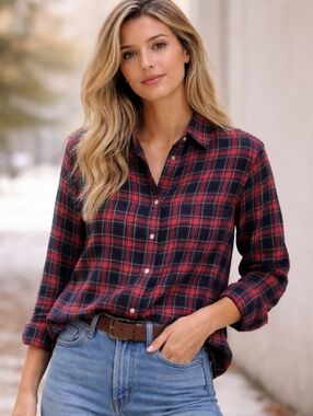 Grayson The Hero Tartan Plaid Button Down Shirt Blouse Size 3 By Frank & Eileen